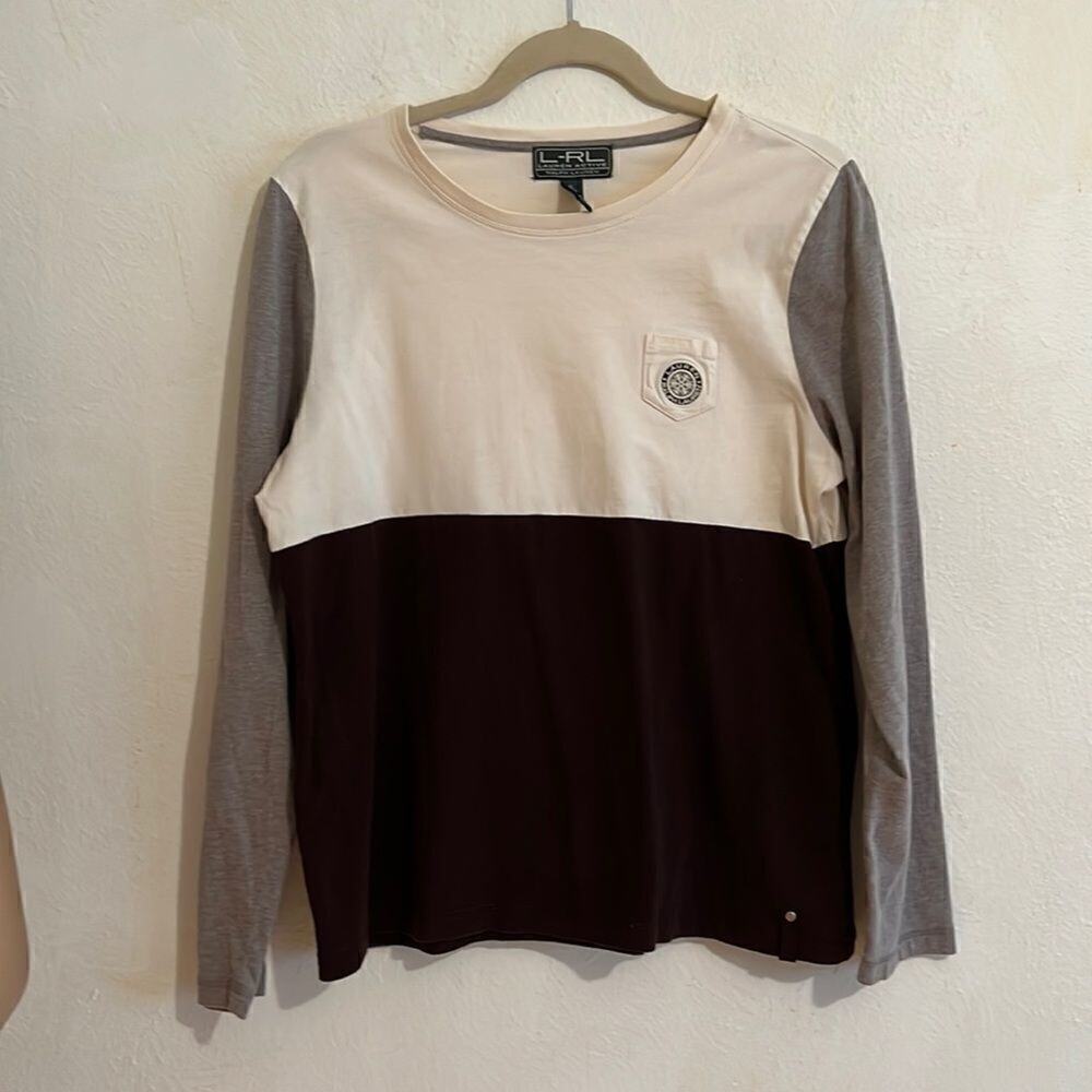 Women’s Ralph Lauren Active Color Block Long Sleeve Cotton T-Shirt Size XL